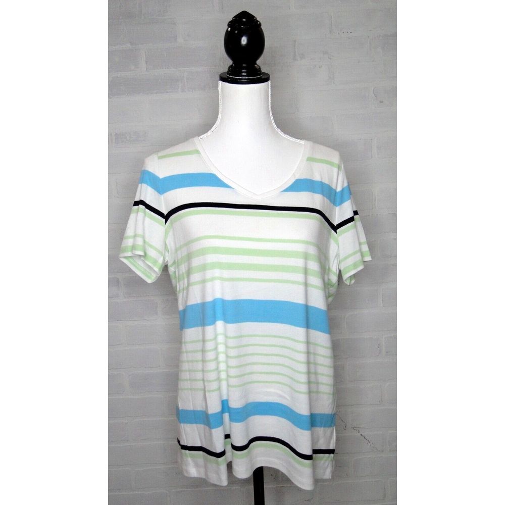 Talbots Women X1 Multicolor‎ Stripes Cotton 100% Blend  The Talbots Tee